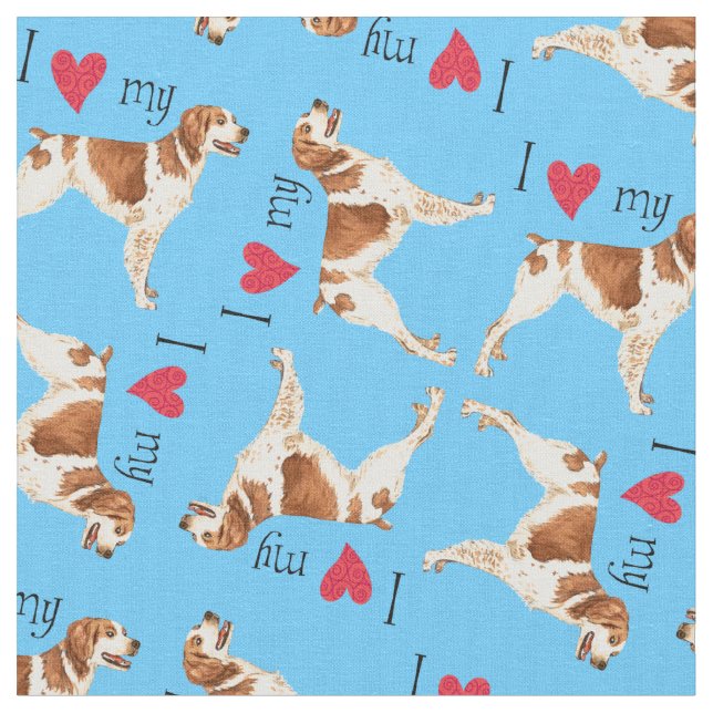 Ich Liebe meine Bretagne Stoff (Nahaufnahme)