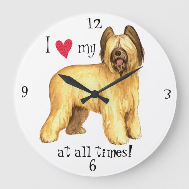 Ich Liebe meine Briard Große Wanduhr (Vorderseite)