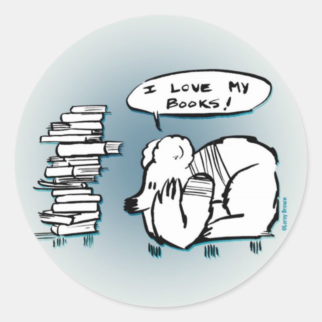 Ich Liebe meine Bücher! Runder Aufkleber (Vorderseite)