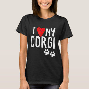 Ich Liebe meine Corgi Hund Paws und rotes Herz T-Shirt