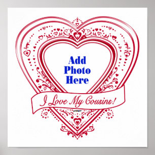 Ich Liebe meine Cousins! Foto Red Hearts Poster