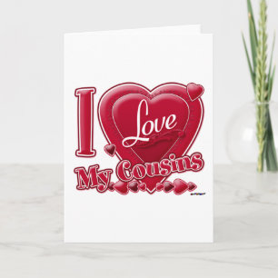 Ich Liebe meine Cousins rot - Herz Feiertagskarte