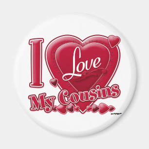 Ich Liebe meine Cousins rot - Herz Magnet