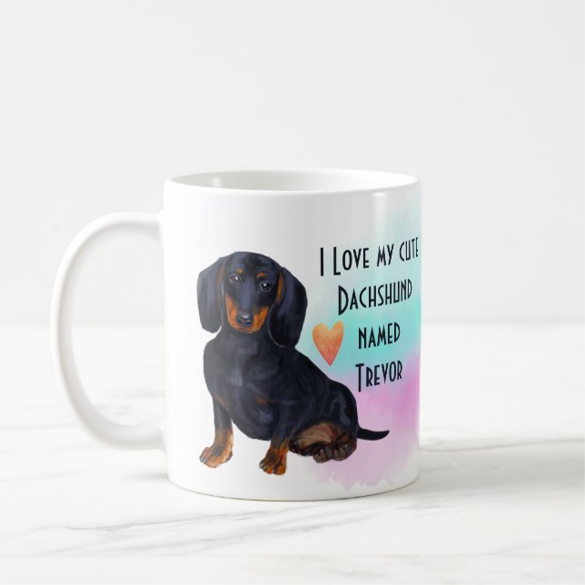 Ich Liebe meine Dackel Black Custom Cartoon Dog Kaffeetasse (Links)