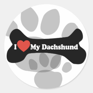 Ich Liebe meine Dackel - Dog Bone Runder Aufkleber