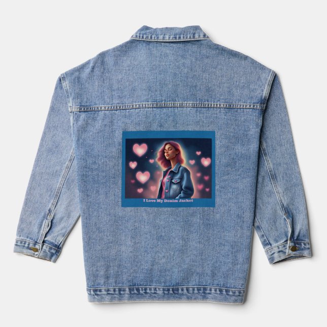 Ich Liebe meine Denim Jacket Pink Hearts Jeansjacke (Rückseite)