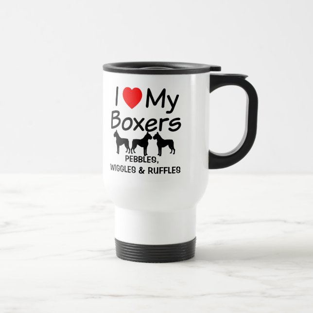 Ich Liebe meine DREI Boxer Hunde Tasse (Rechts)