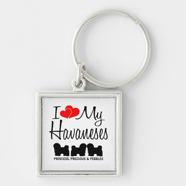 Ich Liebe meine drei Havaneses Custom Schlüsselanh Schlüsselanhänger (Vorne)
