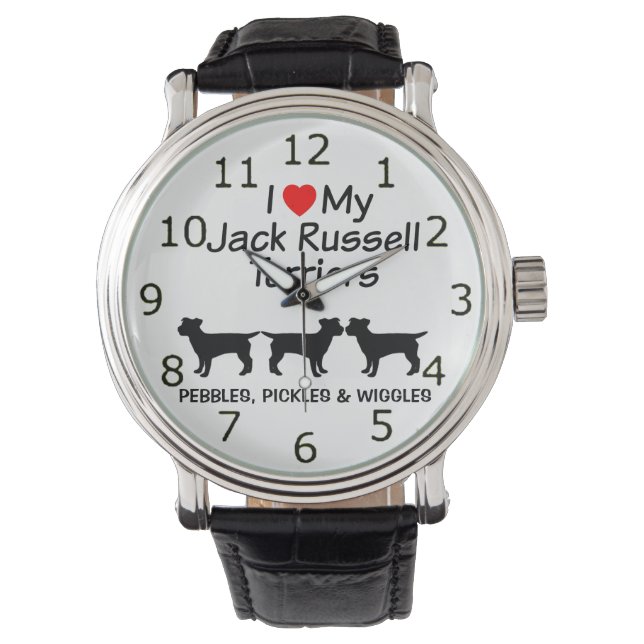 Ich Liebe meine drei Jack Russell Terrier Dogs beo Armbanduhr (Vorderseite)