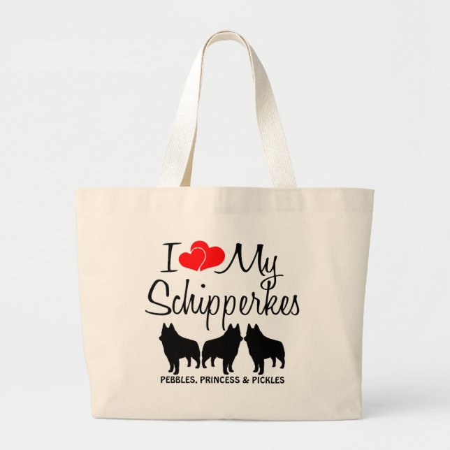 Ich Liebe meine Drei Schipperkes-Tasche Jumbo Stoffbeutel (Vorne)