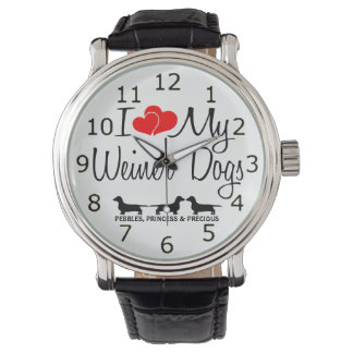 Ich Liebe meine drei Weiner Hunde Armbanduhr