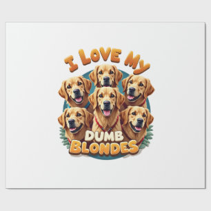 Ich liebe meine dumme blonde Golden Retriever Vint Geschenkpapier