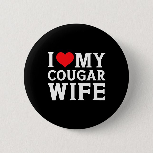 Ich Liebe meine Ehefrau Cougar Herzen Männer Ihn s Button (Vorderseite)