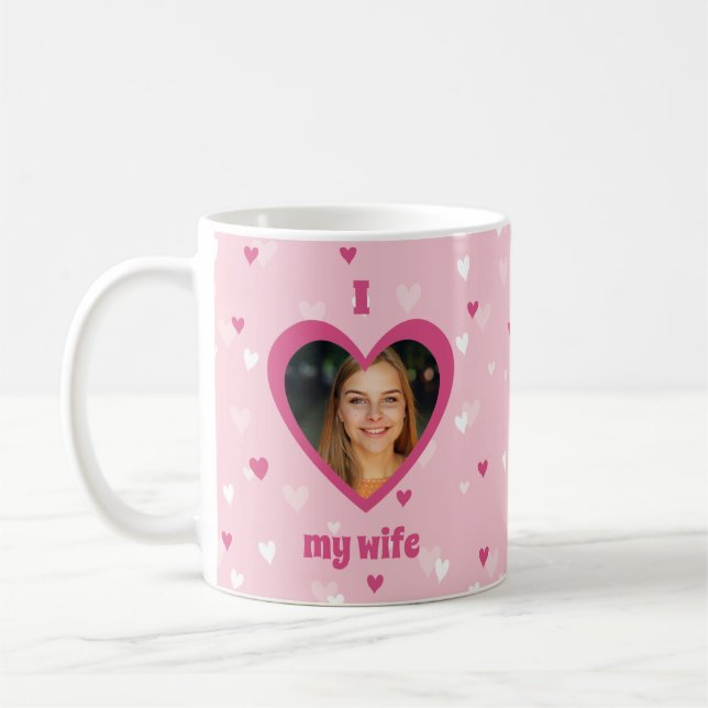 Ich Liebe meine Ehefrau Custom Foto Herz Valentine Kaffeetasse (Links)
