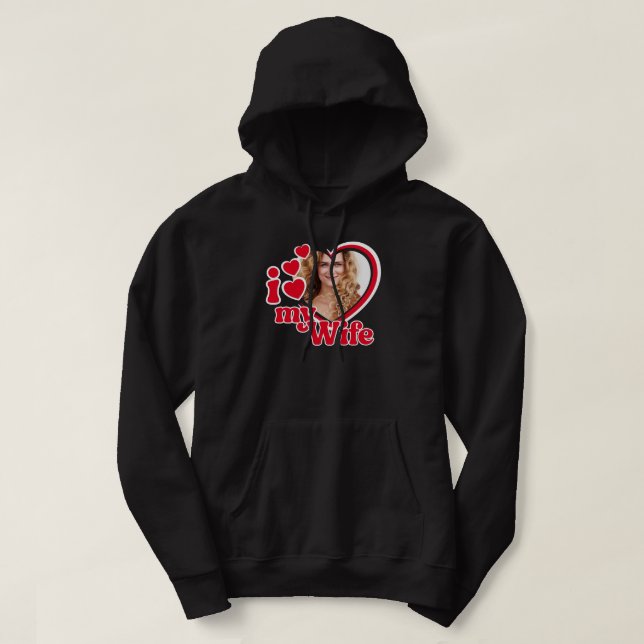 Ich Liebe Meine Ehefrau Herz Foto Hoodie (Design vorne)