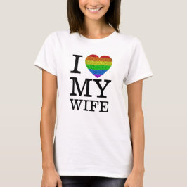 Ich Liebe meine Ehefrau LGBT Herzfunkel Valentinst T-Shirt