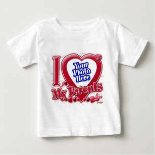 Ich Liebe meine Eltern rotes Herz - Foto Baby T-shirt