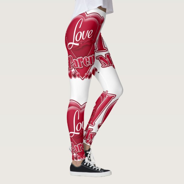 Ich Liebe meine Eltern rotes Herz Leggings (Rechts)