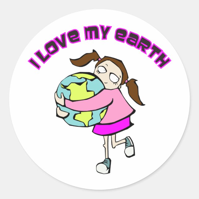 Ich Liebe Meine Erde Runder Aufkleber (Vorderseite)