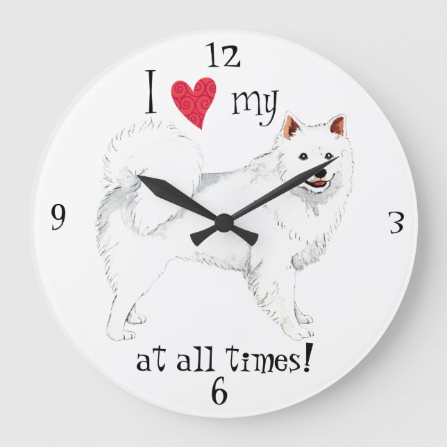 Ich Liebe meine Eskie Große Wanduhr (Vorderseite)