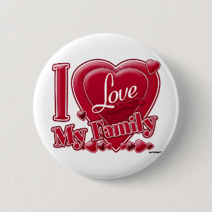 Ich Liebe meine Familie rot - Herz Button