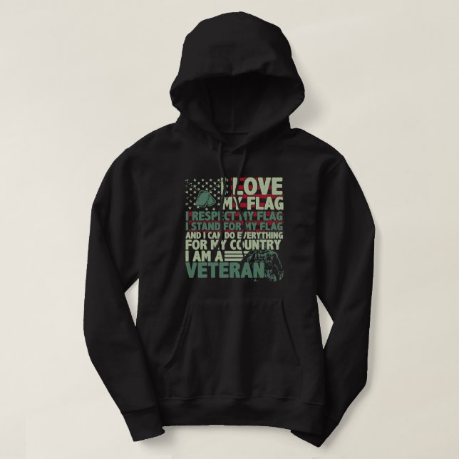 Ich Liebe meine Flagge, ich bin Veteran 53 Hoodie (Design vorne)