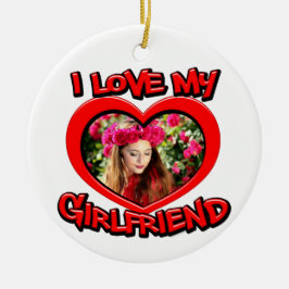 Ich Liebe meine Freundin Bubble Red Heart Foto Keramik Ornament