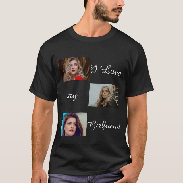 Ich Liebe meine Freundin Custom 3 FotoCollage  T-Shirt (Vorderseite)