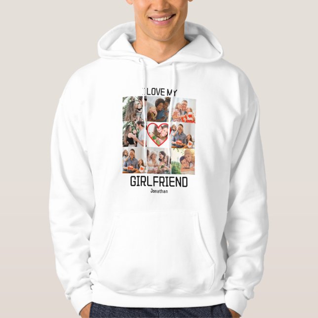 Ich Liebe meine Freundin Custom 9 Foto Collage Hoodie (Vorderseite)