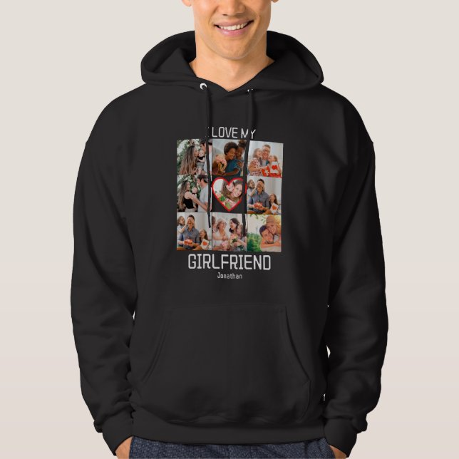 Ich Liebe meine Freundin Custom 9 Foto Collage Hoodie (Vorderseite)
