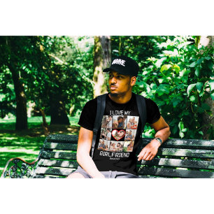 Ich Liebe meine Freundin Custom 9 Foto Collage T-Shirt