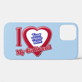 Ich Liebe meine Freundin Foto Red Heart Light Blue Case-Mate iPhone Hülle