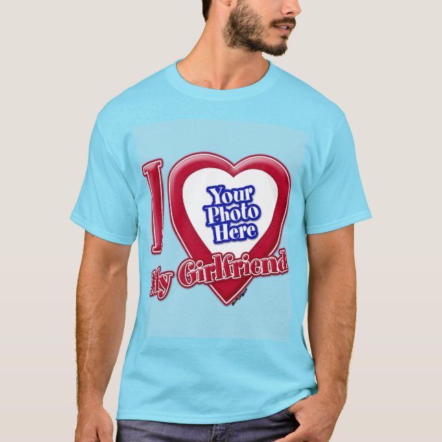 Ich Liebe meine Freundin Foto Red Heart Light Blue T-Shirt (Vorderseite)