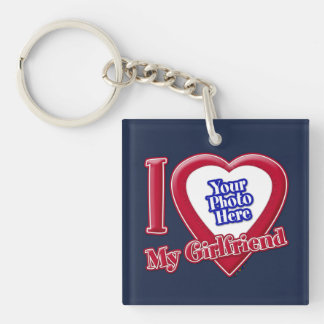 Ich Liebe meine Freundin Foto Red Heart Navy Blue Schlüsselanhänger