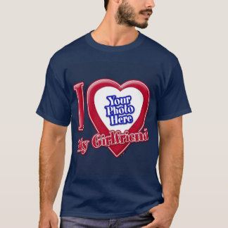 Ich Liebe meine Freundin Foto Red Heart Navy Blue T-Shirt