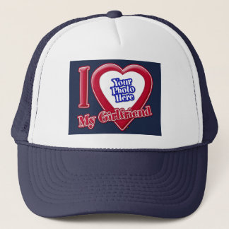 Ich Liebe meine Freundin Foto Red Heart Navy Blue Truckerkappe