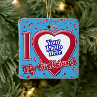 Ich Liebe Meine Freundin Foto Red Hearts Aquamarin Keramikornament