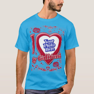 Ich Liebe Meine Freundin Foto Red Hearts Aquamarin T-Shirt