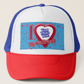 Ich Liebe Meine Freundin Foto Red Hearts Aquamarin Truckerkappe