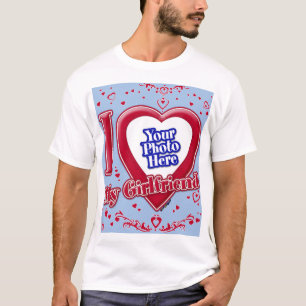 Ich Liebe meine Freundin Foto Red Hearts Baby Blue T-Shirt