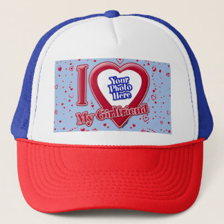 Ich Liebe meine Freundin Foto Red Hearts Baby Blue Truckerkappe