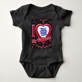 Ich Liebe meine Freundin Foto Red Hearts Black Baby Strampler