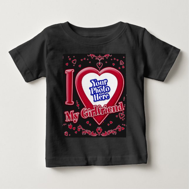 Ich Liebe meine Freundin Foto Red Hearts Black Baby T-shirt (Vorderseite)