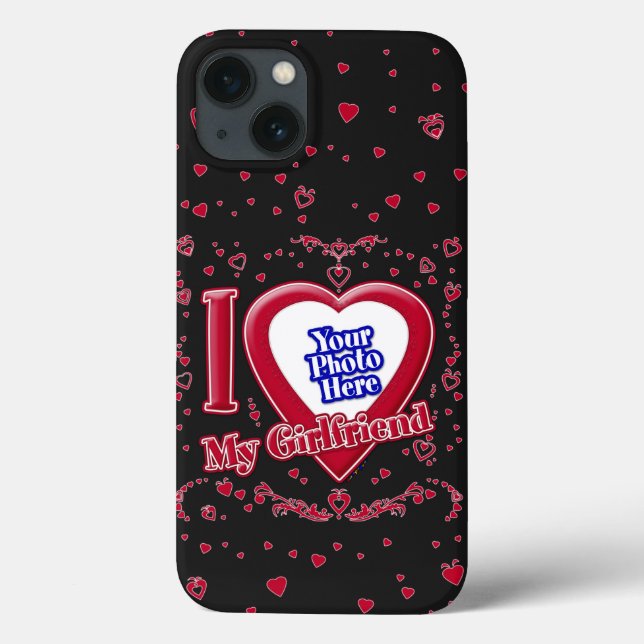 Ich Liebe meine Freundin Foto Red Hearts Black Case-Mate iPhone Hülle (Rückseite)