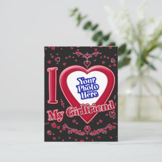 Ich Liebe meine Freundin Foto Red Hearts Black Feiertagskarte