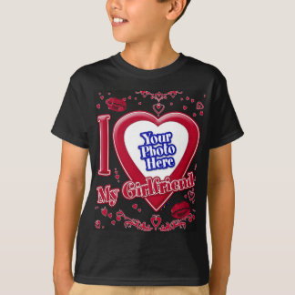 Ich Liebe meine Freundin Foto Red Hearts Black T-Shirt
