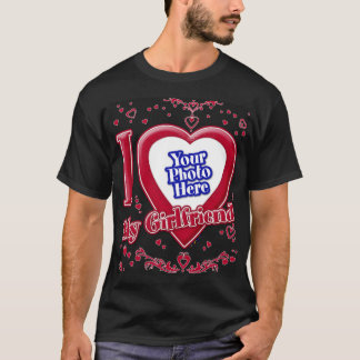 Ich Liebe meine Freundin Foto Red Hearts Black T-Shirt