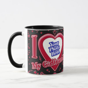 Ich Liebe meine Freundin Foto Red Hearts Black Tasse