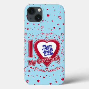 Ich Liebe meine Freundin Foto Red Hearts Blue Hori Case-Mate iPhone Hülle