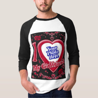 Ich Liebe meine Freundin Foto Red Hearts Kiss Blac T-Shirt